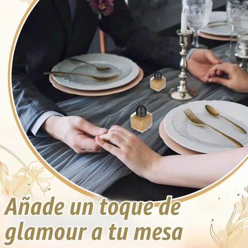 Vista 4 de Uiifan 12 piezas 0.5 oz pequeños saleros y pimenteros de forma cúbica con tapas tonalizadas, frascos de condimento de vidrio transparente mini