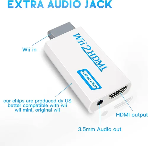 Vista 2 de Kit de accesorios 4 en 1 para Wii adaptador de fuente de alimentación de CA cable de audio compuesto convertidor Wii a HDMI y barra de sensor