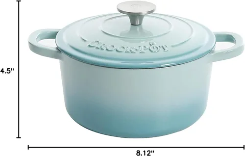 Vista 5 de Crock-Pot Horno Holandés Artesanal Redondo de Hierro Fundido Esmaltado, 3 Cuartos, Aqua