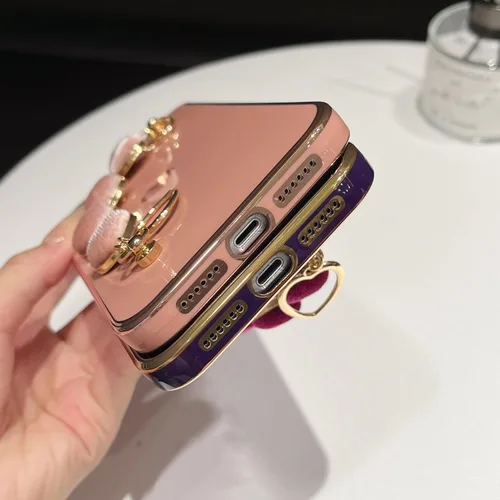 Vista 6 de Caseative - Carcasa para iPhone XR, color negro Pulsera de cadena con correa de corazón de amor chapado lindo