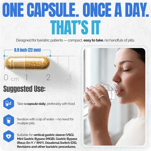 Vista 5 de Shiny Leaf Multivitamínico bariátrico metilado con hierro 45 mg – Cápsula una vez al día, vitaminas bariátricas compatibles con ASMBS para bypass