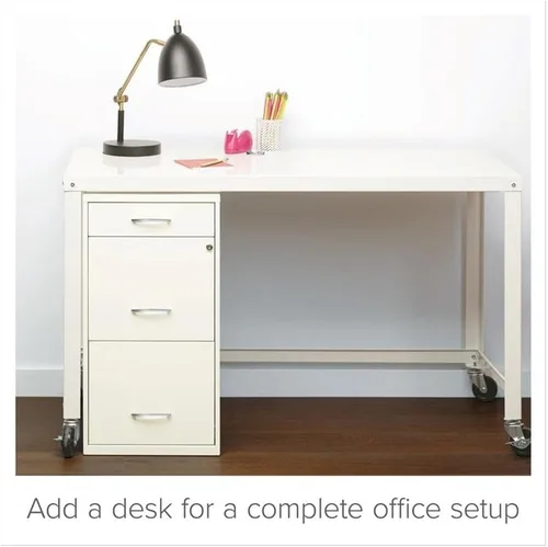 Vista 6 de Office Designs Cooper - Archivador de metal contemporáneo con 3 cajones, color blanco perla