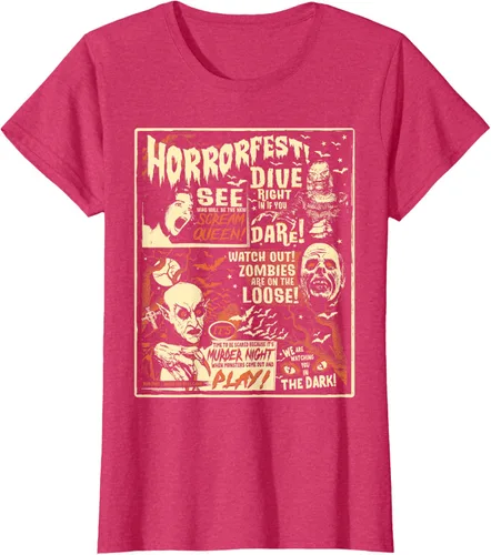 Vista 11 de Camiseta de terror vintage con póster de Halloween y película de terror Negro