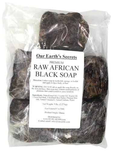 Vista 7 de Jabón negro Our Earth's Secrets crudo africano, 1 libra