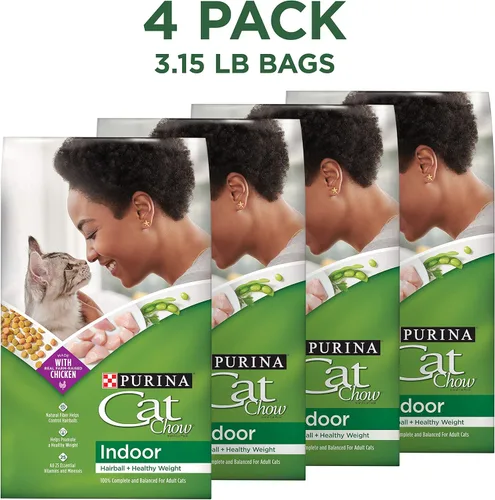 Vista 17 de Purina Cat Chow Comida seca para gatos de interior con peso saludable y control de bolas de pelo con pollo - (Paquete de 4) Bolsas de 3.15 lb