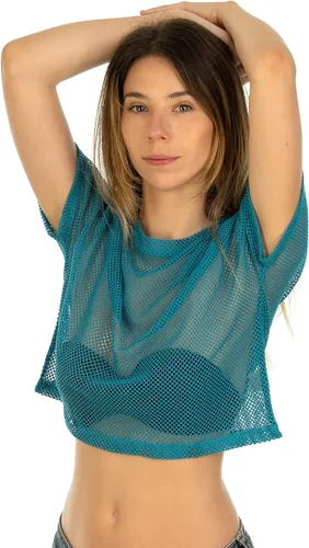 Vista 3 de Top corto de malla transparente para mujer