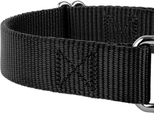 Vista 7 de Country Brook Design - Collar de perro de nailon Martingale y correa de doble asa-Negro-S