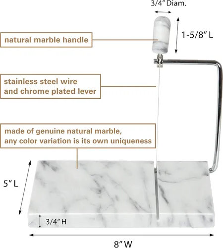 Vista 6 de Creative Home Cortador de mantequilla de queso de mármol champán natural, 5 pulgadas de largo x 8 pulgadas de ancho, beige