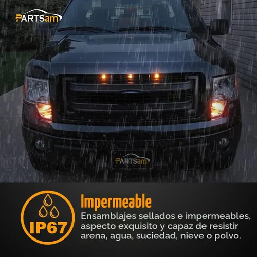 Vista 3 de Partsam 10 luces de marcador LED ámbar redondas de 3/4 pulgadas, luces de señal de giro de 3 cables para camioneta remolque, sellado impermeable