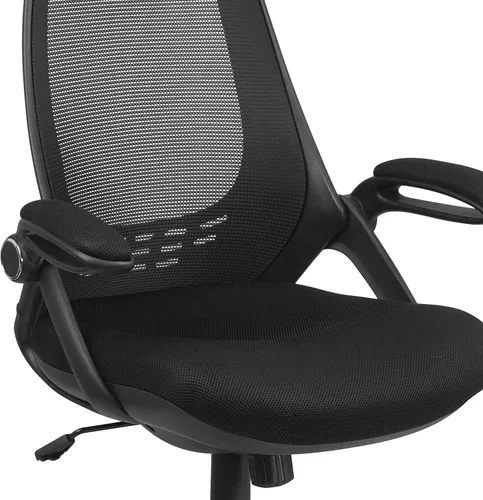 Vista 9 de Flash Furniture Ivan - Silla de oficina giratoria ejecutiva de malla negra con brazos abatibles