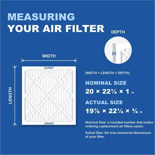 Vista 2 de Aerostar Multi - Filtro de aire de 1 pulgada para aire acondicionado y horno, Blanco Filtro de CA y HVAC, tamaño real (19 7/8 x 22 1/4 x 3/4), MPR
