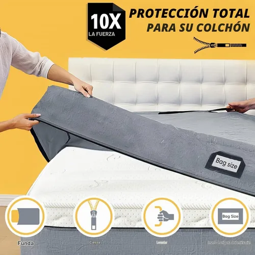 Vista 10 de Bolsas de colchón para mudanza y almacenamiento, protector de colchón impermeable, funda de colchón Cal King con 8 asas resistentes y cremallera Gris