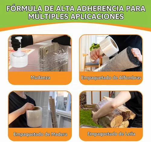 Vista 8 de PSBM Mini película elástica con mango de plástico de 3 pulgadas x 1000 pies