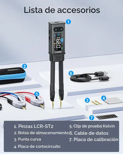 Vista 9 de FNIRSI LCR-ST2 100kHz LCR Meter Tweezer SMD & Through-Hole Component Tester