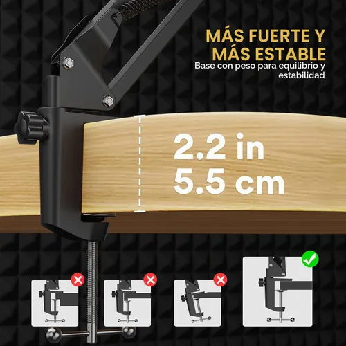 Vista 3 de MAONO Brazo articulado para micrófono: Brazo de micrófono de suspensión metálica ajustable para podcast, juegos, transmisión, grabación