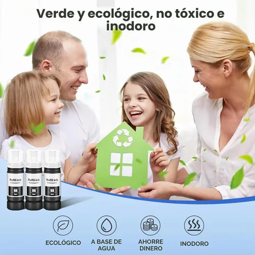 Vista 8 de Botellas de repuesto de tinta negra para recarga de tinta ET-2800 ET-4800 Negro