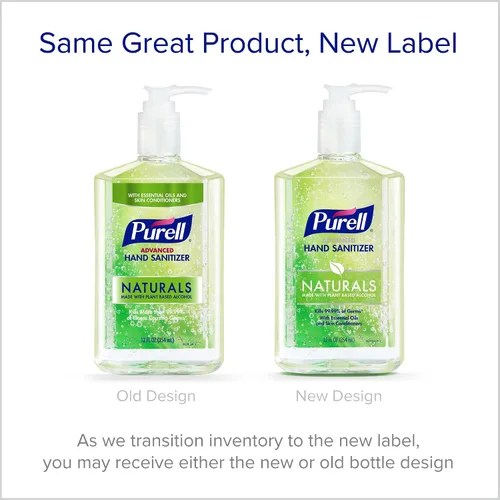 Vista 8 de Purell NATURALS Gel desinfectante de manos avanzado, con acondicionadores para la piel y aceites esenciales, botella de bomba de encimera de 12