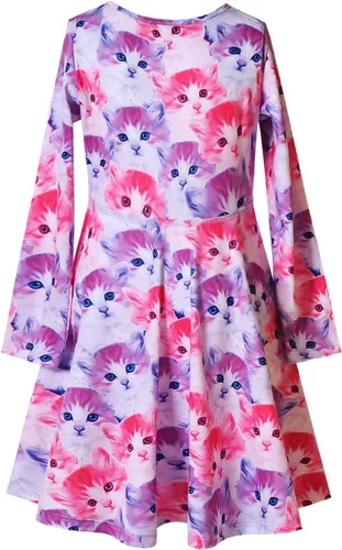 Vista 2 de Jxstar Vestidos de manga larga para niñas, ropa de otoño e invierno, vestido con vuelo