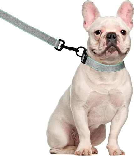 Vista 6 de Juego de arnés para perro, collar de correa de 5 pies, arnés reflectante ajustable sin tirones con bloqueo de seguridad, asa de fácil control