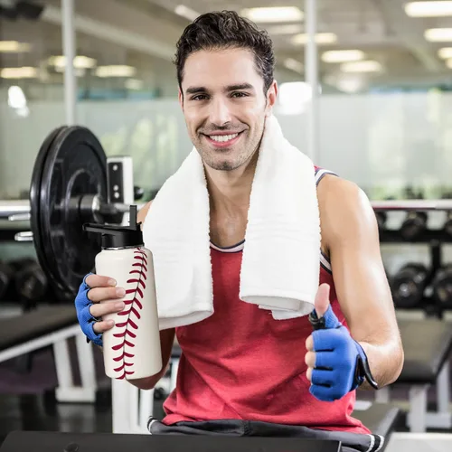Vista 6 de Botella de Agua de Béisbol 18oz Botellas de Agua Deportivas Aisladas Regalos de Béisbol para Hombres Mujeres Regalo para Entrenador Amantes