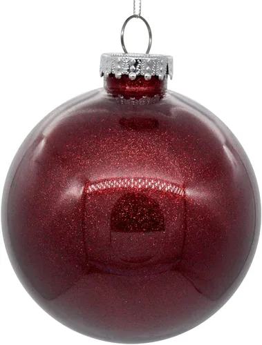 Vista 44 de Vickerman Adorno navideño de bola transparente de 3 pulgadas con interior de purpurina dorada antigua. Oro envejecido