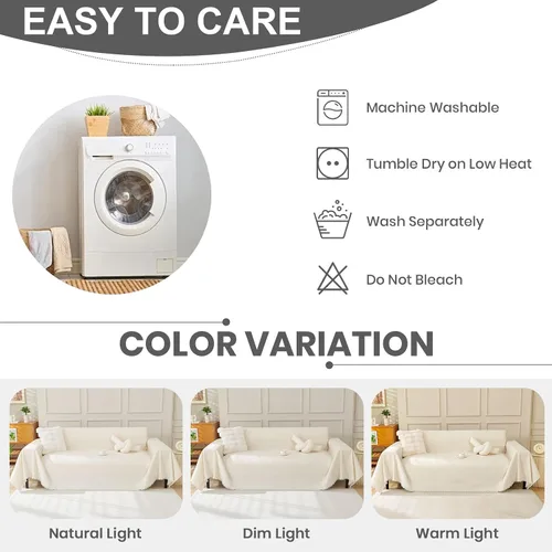 Vista 8 de OstepDecor Funda de Sofá de Chenilla, Fundas de Sofá Beige Lavables, Fundas de Sofá Seccional para Sofá en Forma de L, Funda Manta de Sofá, Fundas