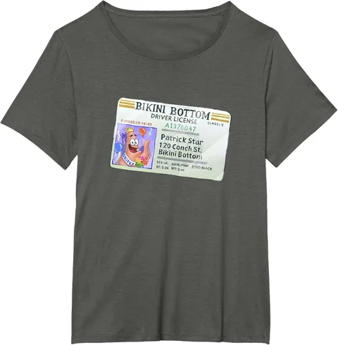 Vista 58 de SpongeBob SquarePants Camiseta con logotipo de Patrick Star Driver License King, Negro