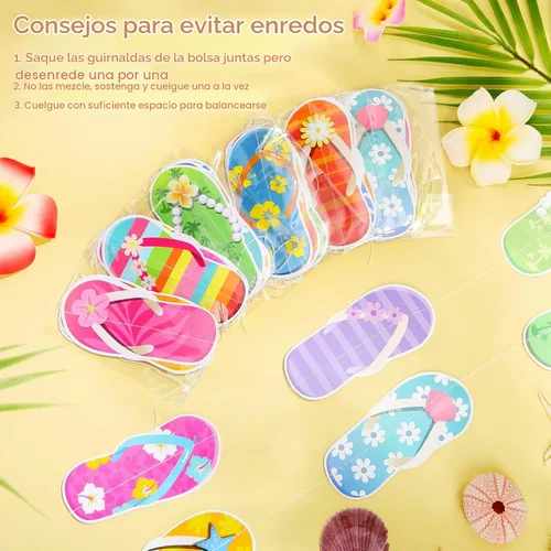 Vista 2 de Cindeer 8 piezas de pancartas de verano con guirnalda para fiesta de verano