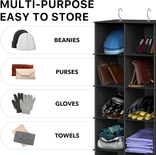Vista 7 de Simple Houseware Estante de 24 secciones para colgar zapatos, organizador para armario, color negro