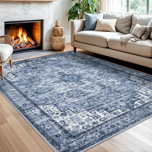 Vista 90 de SIILOOM Alfombra lavable de 2 x 3 pies, alfombra suave color taupe ceniza para entrada, tapete antideslizante para puerta de interior, tapete