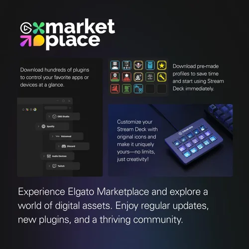 Vista 7 de Elgato Stream Deck Teclas de tijera—Controlador de flujo de trabajo con teclas macro personalizables para OBS, Twitch, Discord, Teams, Photoshop