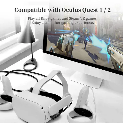 Vista 6 de Virtual Reality Headset Link Cable For Oculus Quest 2 And Quest,5Gbps High-Speed Data Transmission And Fast Charging-16FT (5M)