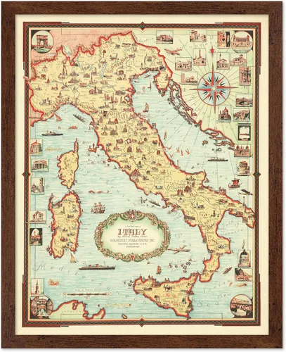 Vista 62 de Monem Art Mapa Monumental Vintage de Florencia Impresión - Póster de Viaje Retro - Arte de Italia - Gran Regalo para Hombres, Mujeres, Amantes
