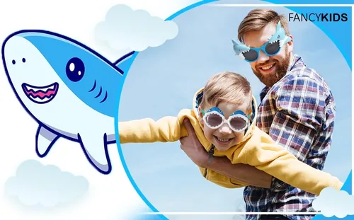 Vista 6 de FANCYKIDS Gafas de sol de tiburón, novedosas, divertidas gafas de sol para niños y niñas, accesorios para fotos de cumpleaños, decoración de fiesta