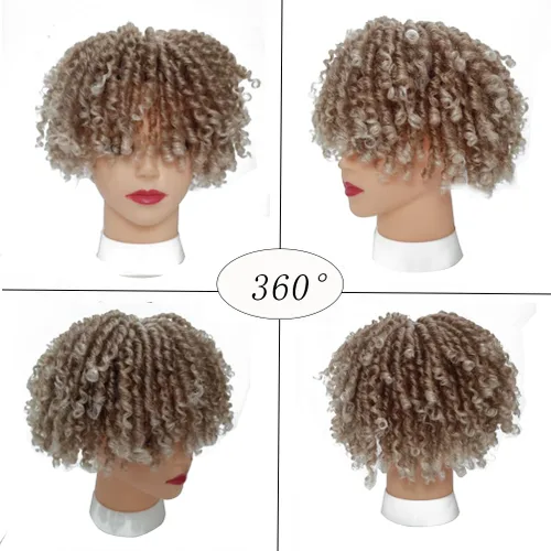 Vista 3 de Locs Wiglets - Peluca de cabello con rastas para mujeres/hombres, 6 pulgadas, corto, rubio ceniza ombré, con clip, trenzado, media peluca, peluca