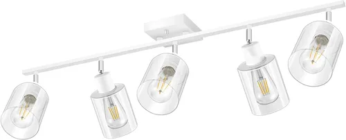 Vista 15 de Accesorios de iluminación de riel de techo para cocina, luces de pared negras de 2 luces, iluminación LED moderna con pantalla de vidrio, cabezal