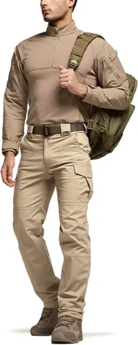 Vista 3 de CQR Men's Flex Stretch Tactical Pants, Water Resistant Ripstop Cargo Pants, Lightweight EDC Outdoor Hiking Work Pants