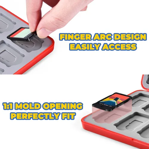 Vista 3 de FUNLAB - Funda de juego compatible con juegos Nintendo Switch y tarjetas Micro SD funda de cartucho con 24 tarjetas de juego color rojo Pokedex