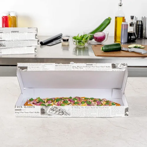 Vista 25 de Restaurantware - Cajas para pizza, 50 unidades, 14 x 7 x 1.5 pulgadas, embalaje de papel de cartón corrugado con bloqueo de pestañas, resistente a