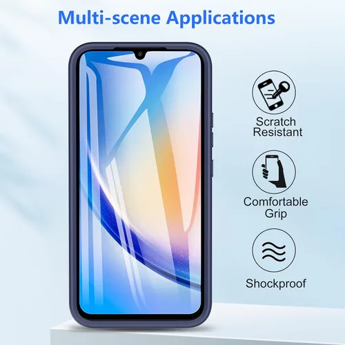 Vista 5 de OWKEY Funda para Samsung Galaxy A34 5G, 360° de cuerpo completo a prueba de golpes con protector de pantalla 9H integrado, funda resistente