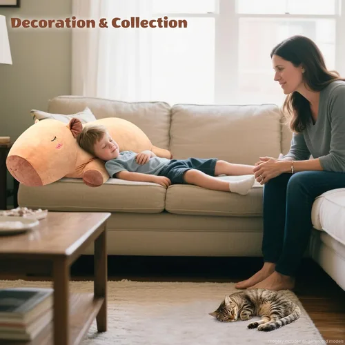 Vista 6 de SuzziPals Peluche de Capibara Gigante de 43 pulgadas, Animal de Peluche Gigante Realista para Alivio del Estrés y Compañía, Almohada de Grandes