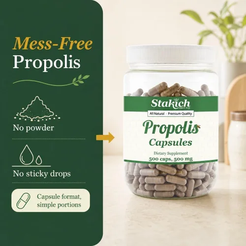 Vista 3 de Stakich Cápsulas de 500 mg (cápsulas de propóleo 500 mg (500 unidades)