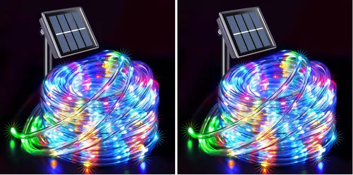 Vista 20 de JMEXSUSS 2 * 200 luces LED rosas solares tipo cuerda, 66 pies IP65 impermeables, luces solares de cadena para exteriores, 8 modos de luces navideñas