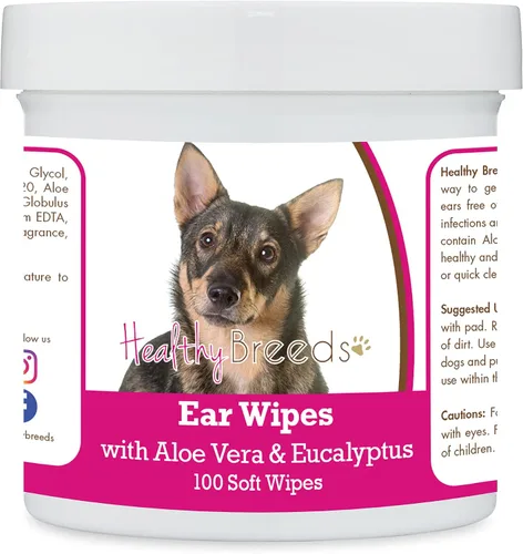 Vista 32 de Healthy Breeds Affenpinscher Toallitas de limpieza de oídos con aloe y eucalipto para perros, 100