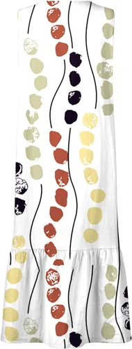 Vista 4 de Vestido largo de verano para mujer, sin mangas, cuello en V, botones y bolsillos, con vuelo, estampado casual