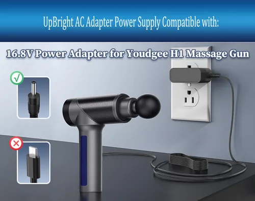 Vista 7 de UpBright Adaptador de CA de 16.8 V compatible con Youdgee H1 Modelo MiNi Pistola de Masaje Muscular Masajeador de Percusión de Tejido Profundo