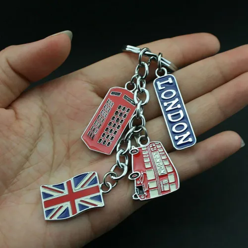 Vista 5 de LUOEM London Llaveros de recuerdo del Reino Unido, llavero de metal, llavero de bandera de Union Jack, llavero de coche, bolso y dijes