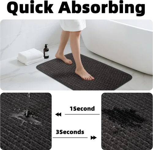 Vista 4 de Alfombra de Baño Fina Antideslizante con Respaldo de Goma de Secado Rápido Súper Absorbente Alfombras de Baño que Caben Debajo de la Puerta