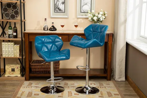 Vista 13 de Roundhill Furniture PC190BK Glasgow taburetes de bar con altura ajustable, Metal, Negro
