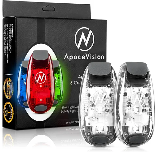 Vista 12 de LED Safety Light (2 Pack) - Clip On Strobe/Running Lights for Runners, Dog, Bike, Walking, Boat, Kayak, Stroller and More - High Visibility